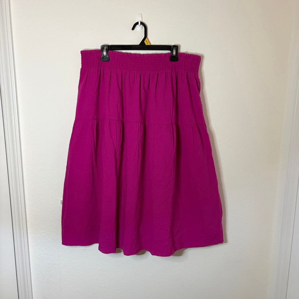 Nine West Fuchsia Tiered Midi Skirt Coastal Resort Flowy Plus Size XL
